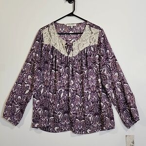 Black Rainn long sleeve peasant top NWT Size Xlarge
